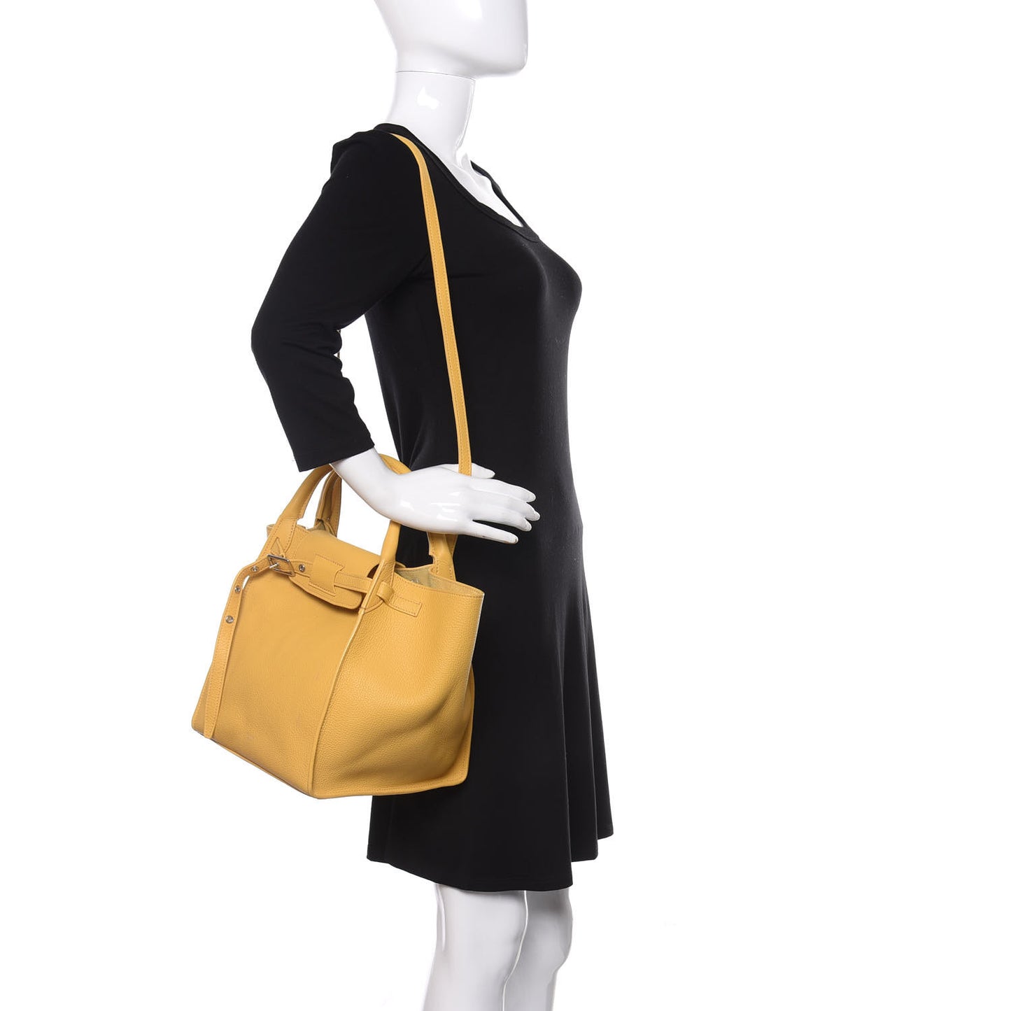 Supple Grained Calfskin Small Long Strap Big Bag Sunflower