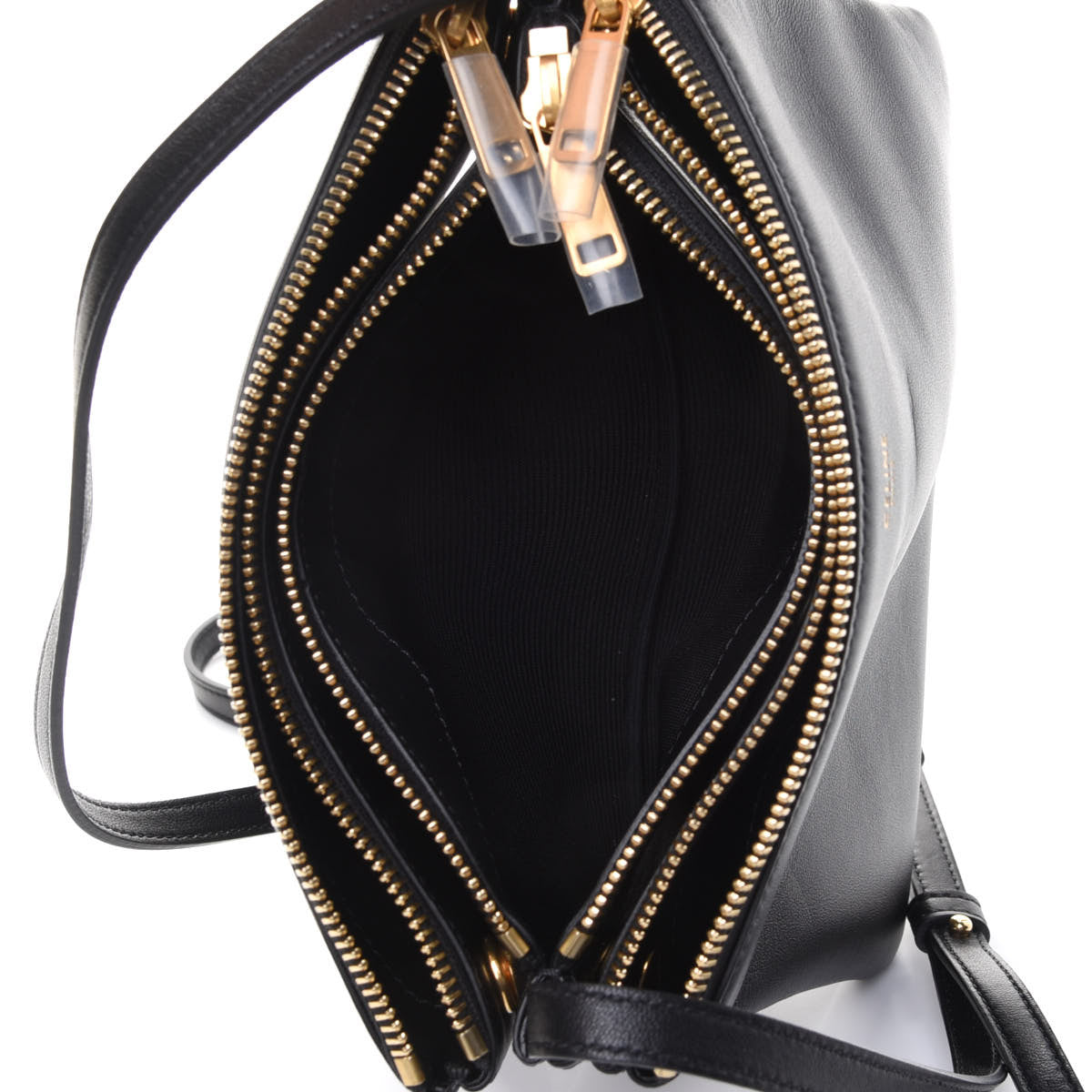 Celine Lambskin Small Trio Crossbody Bag Black 4 of 4