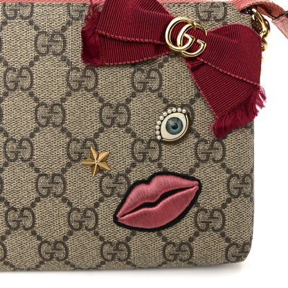 Gucci GG Supreme Monogram Face Embroidered Wrist Wallet Pink 12 of 14