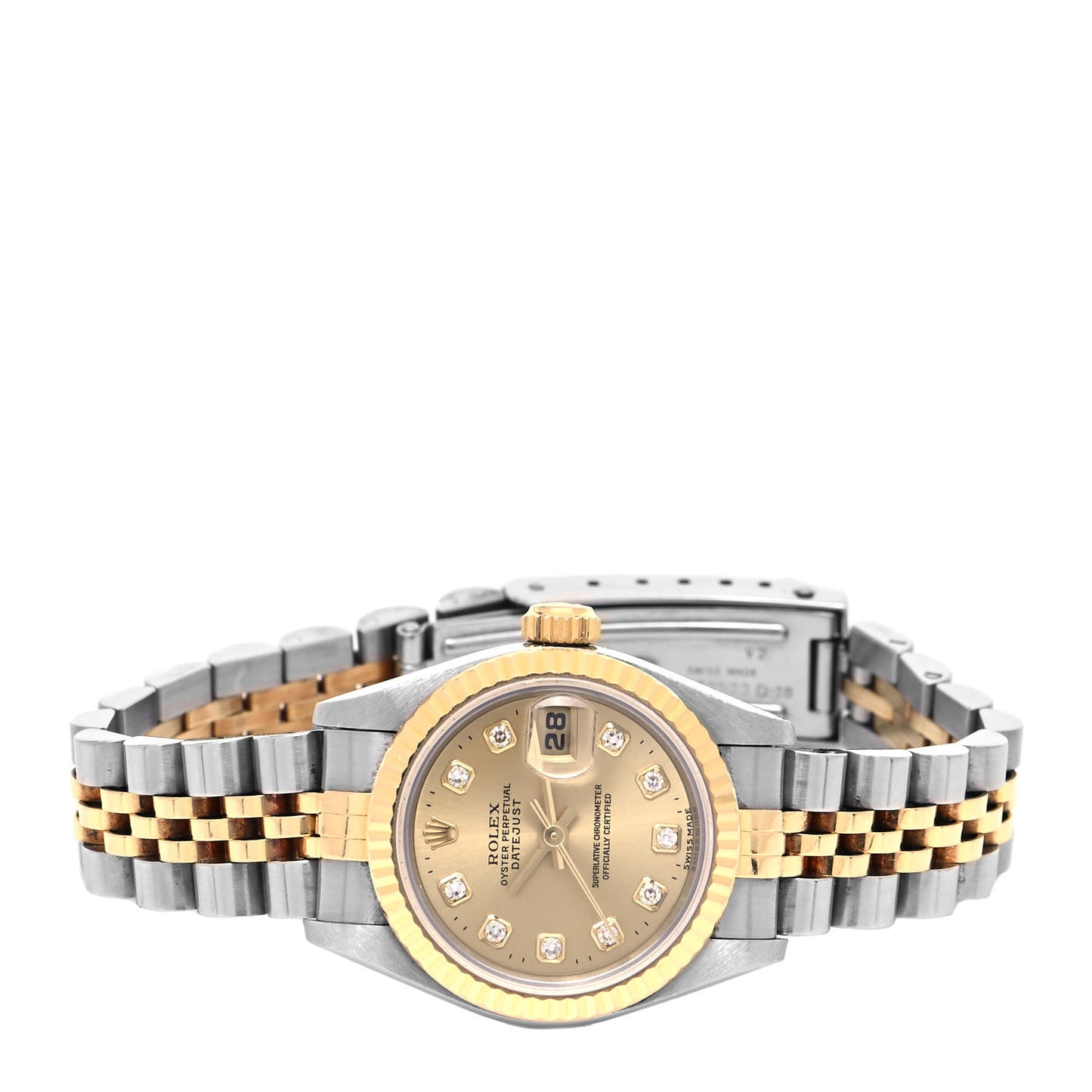 Stainless Steel 18K Yellow Gold Diamond 26mm Oyster Perpetual Datejust Watch Champagne 69173