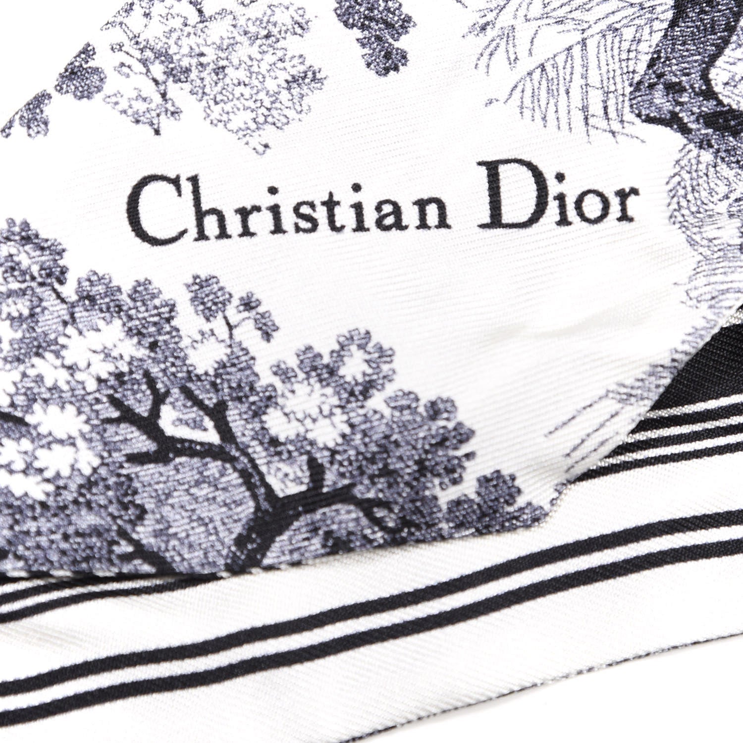 Christian Dior Silk Toile De Jouy Mitzah Scarf Navy Blue 3 of 5