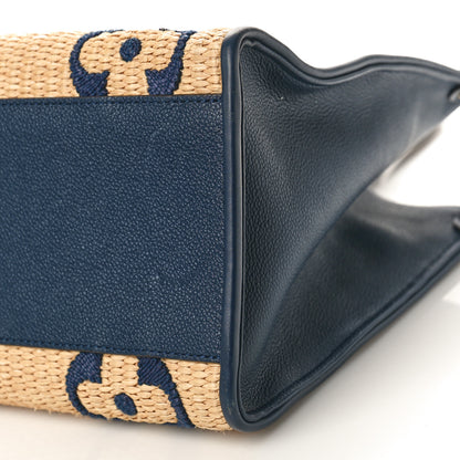 Louis Vuitton Raffia Calfskin Monogram Giant Onthego MM Blue 9 of 10