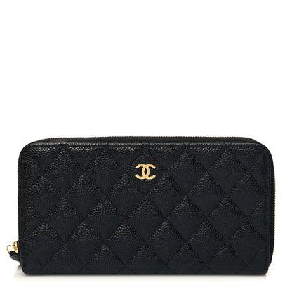 Chanel Caviar Quilted Large Gusset Zip Around Wallet Black 1 of 9