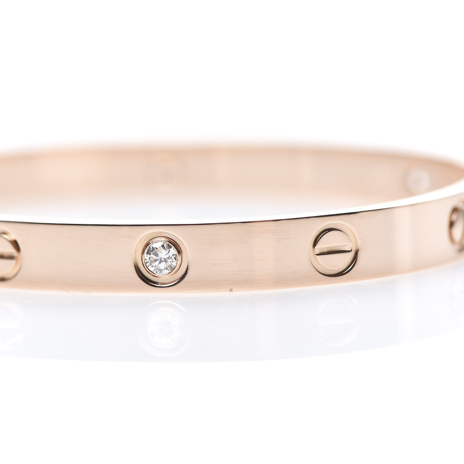 Cartier 18K Pink Gold 4 Diamond LOVE Bracelet 17 7 of 10