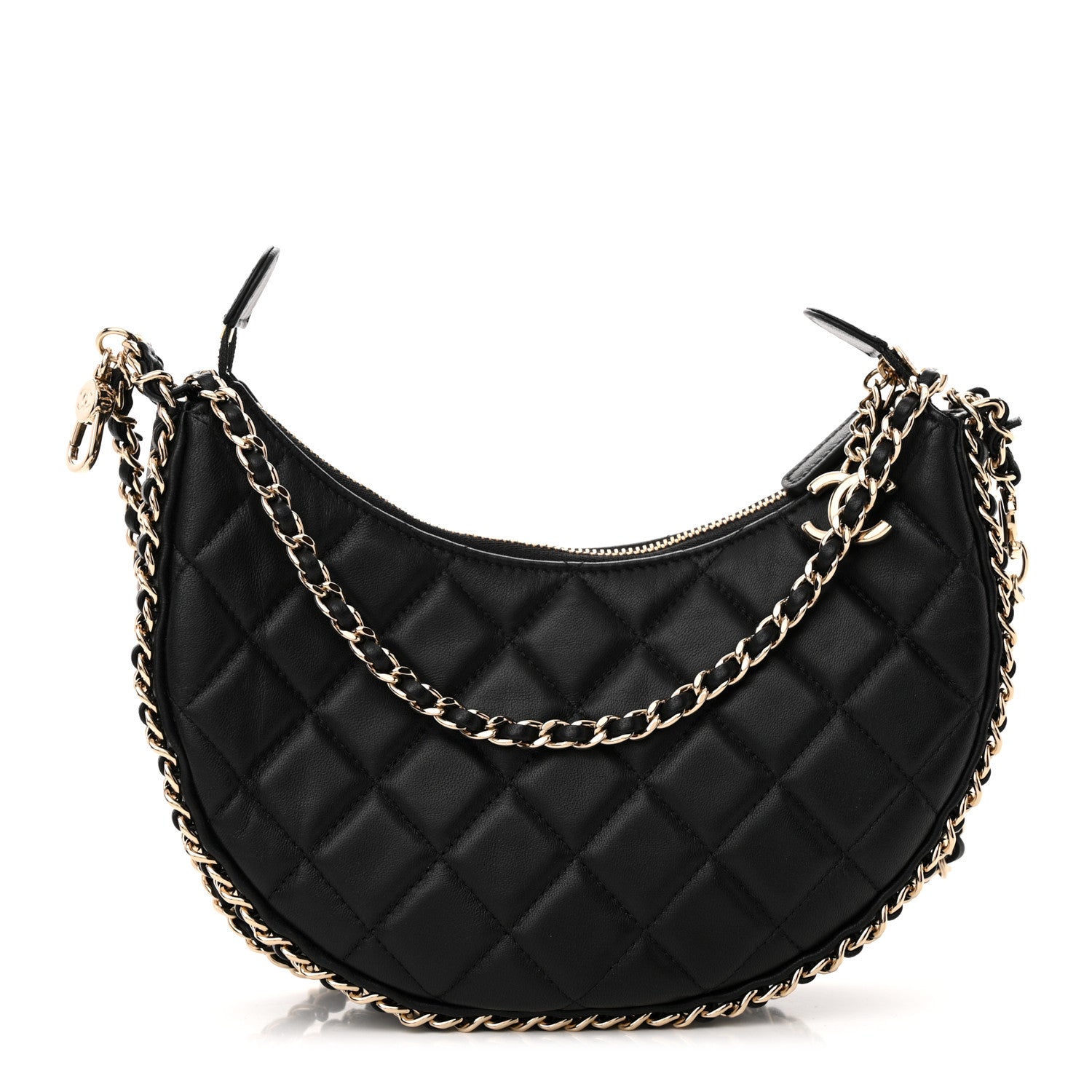 Chanel Lambskin Quilted Small Hobo Bag Black 1 of 10