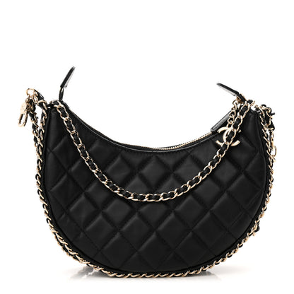 Chanel Lambskin Quilted Small Hobo Bag Black 1 of 10