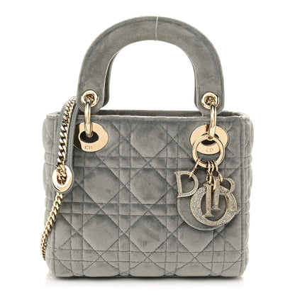 Christian Dior Velvet Mini Lady Dior Gray 1 of 10