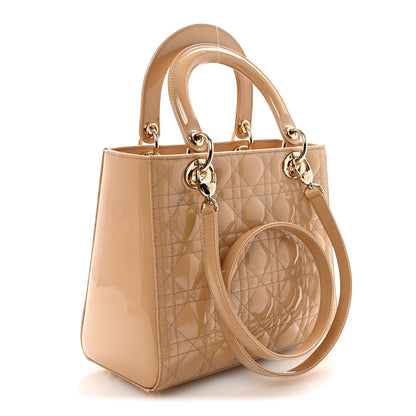 Christian Dior Patent Cannage Medium Lady Dior Beige 3 of 9