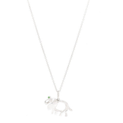 Tiffany Sterling Silver Tsavorite Save the Wild Elephant Charm Necklace 1 of 7