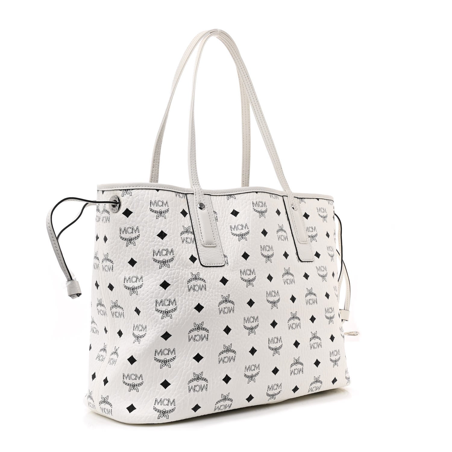 MCM Visetos Medium Liz Reversible Shopper Tote White 7 of 22