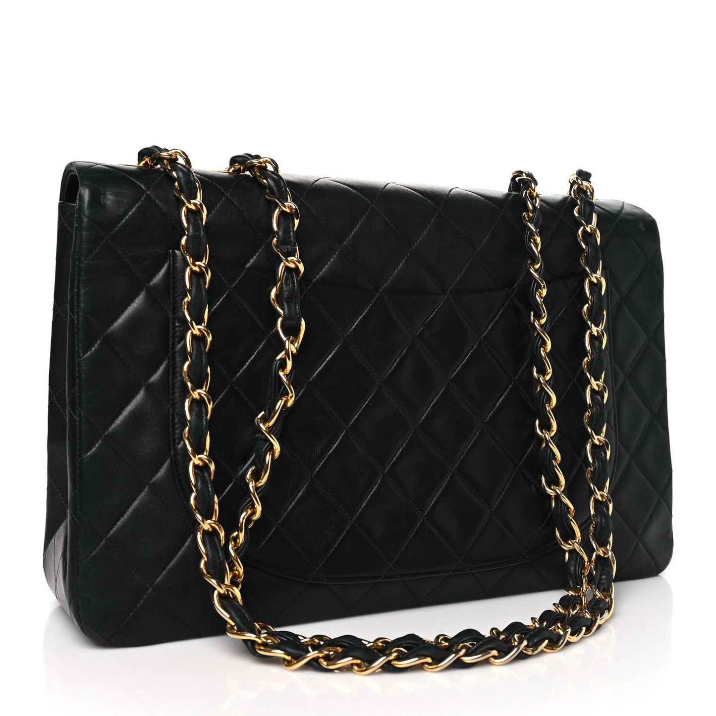 Lambskin Quilted XL Jumbo Single Flap Black