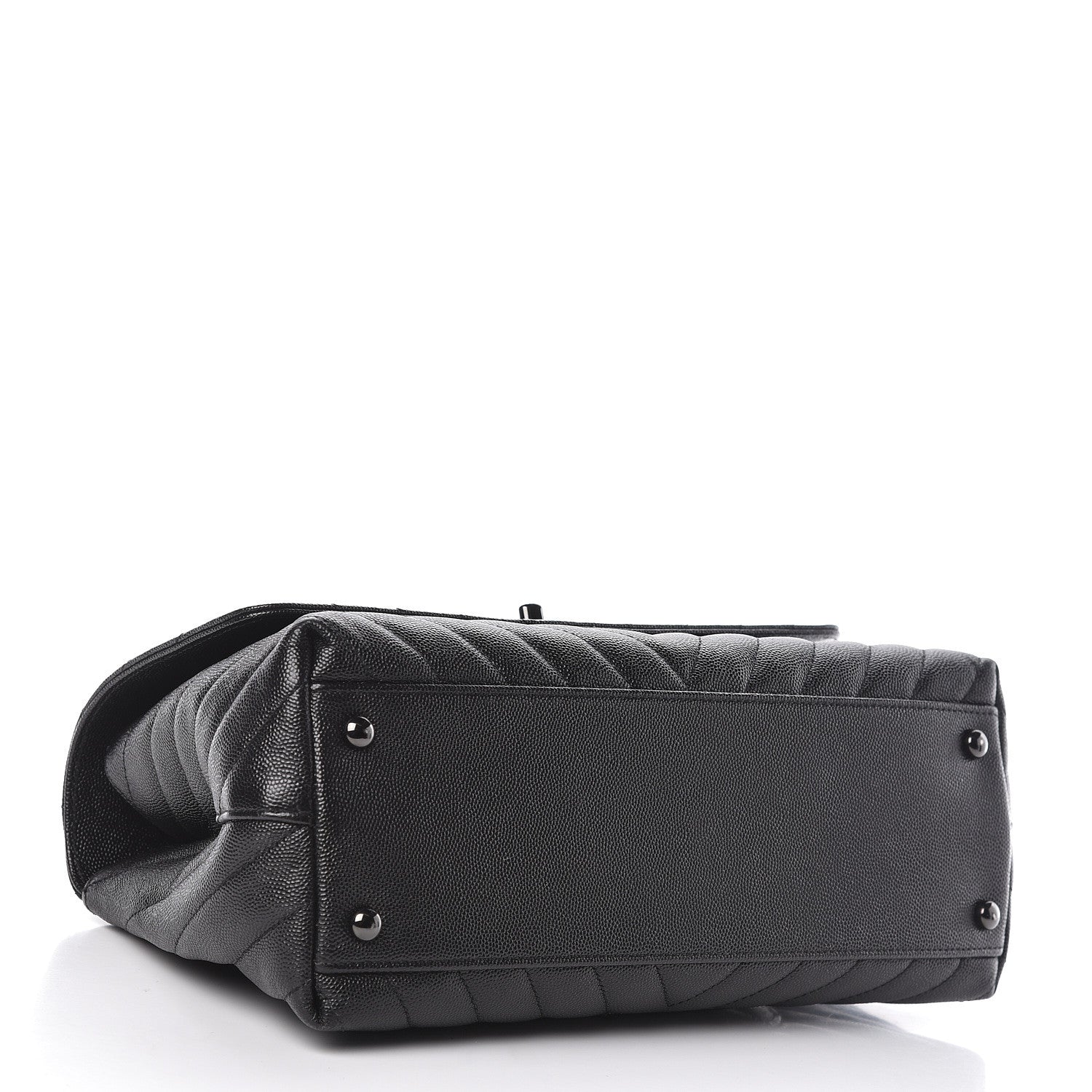 Chanel Caviar Chevron Quilted Small Coco Handle Flap So Black 4 of 13