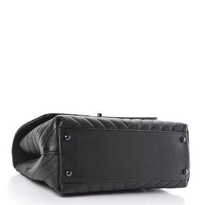 Chanel Caviar Chevron Quilted Small Coco Handle Flap So Black 4 of 13