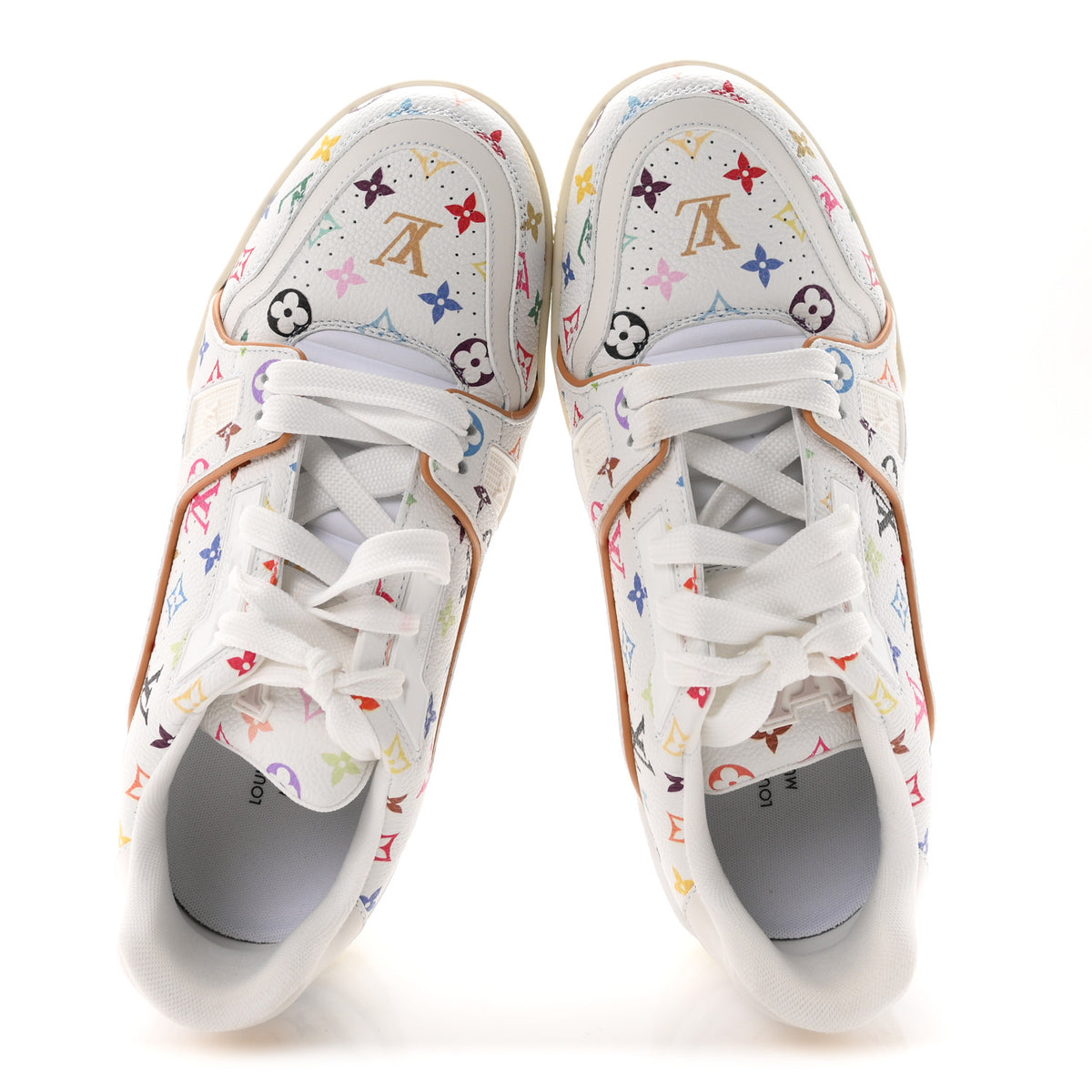 Louis Vuitton LV X TM Calfskin Monogram Multicolor Womens LV Trainer Sneakers 37.5 White 2 of 10