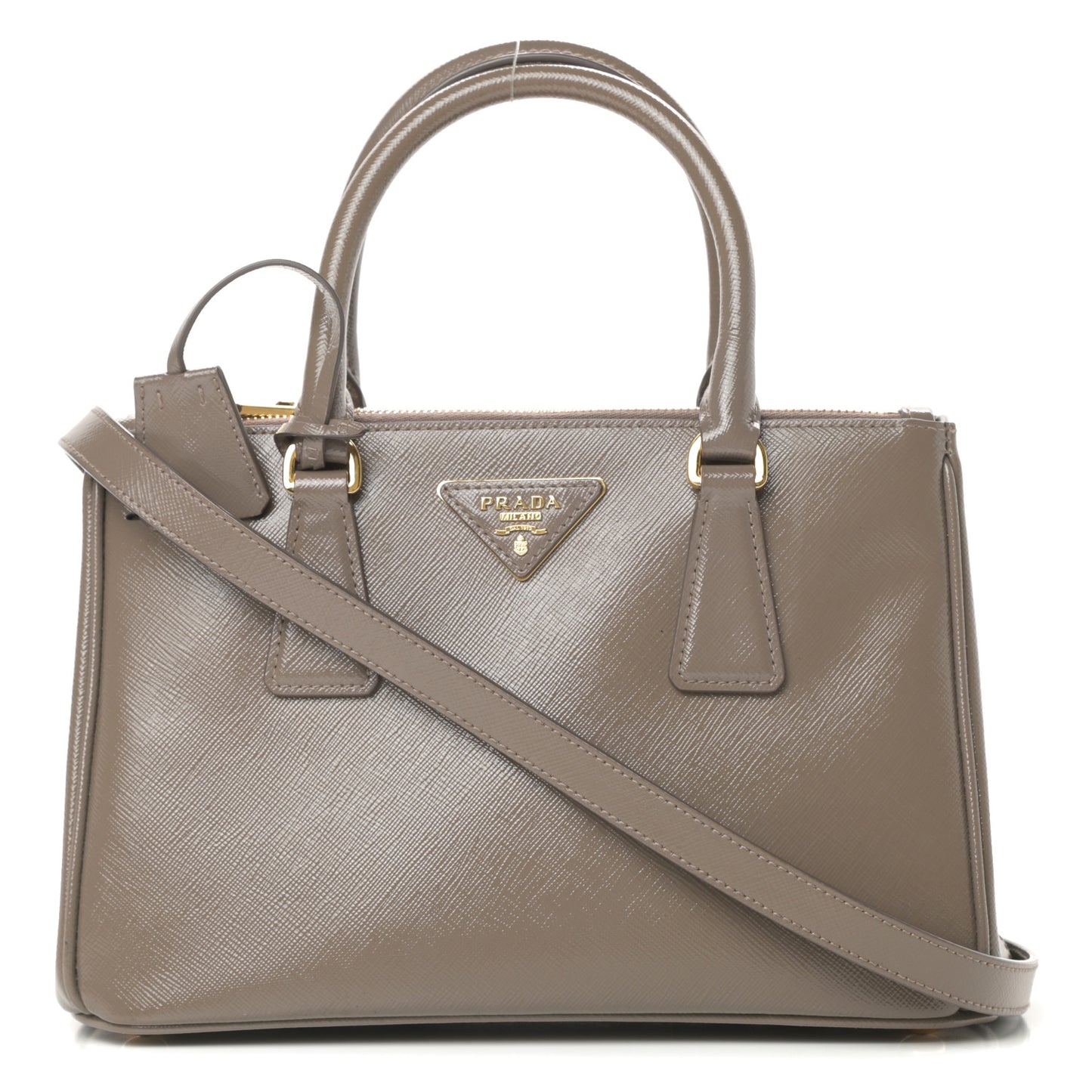 Saffiano Vernice Mini Galleria Double Zip Tote Argilla