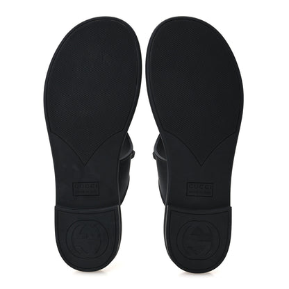 Gucci Rubber Womens Horsebit Thong Sandals 38 Black 6 of 9
