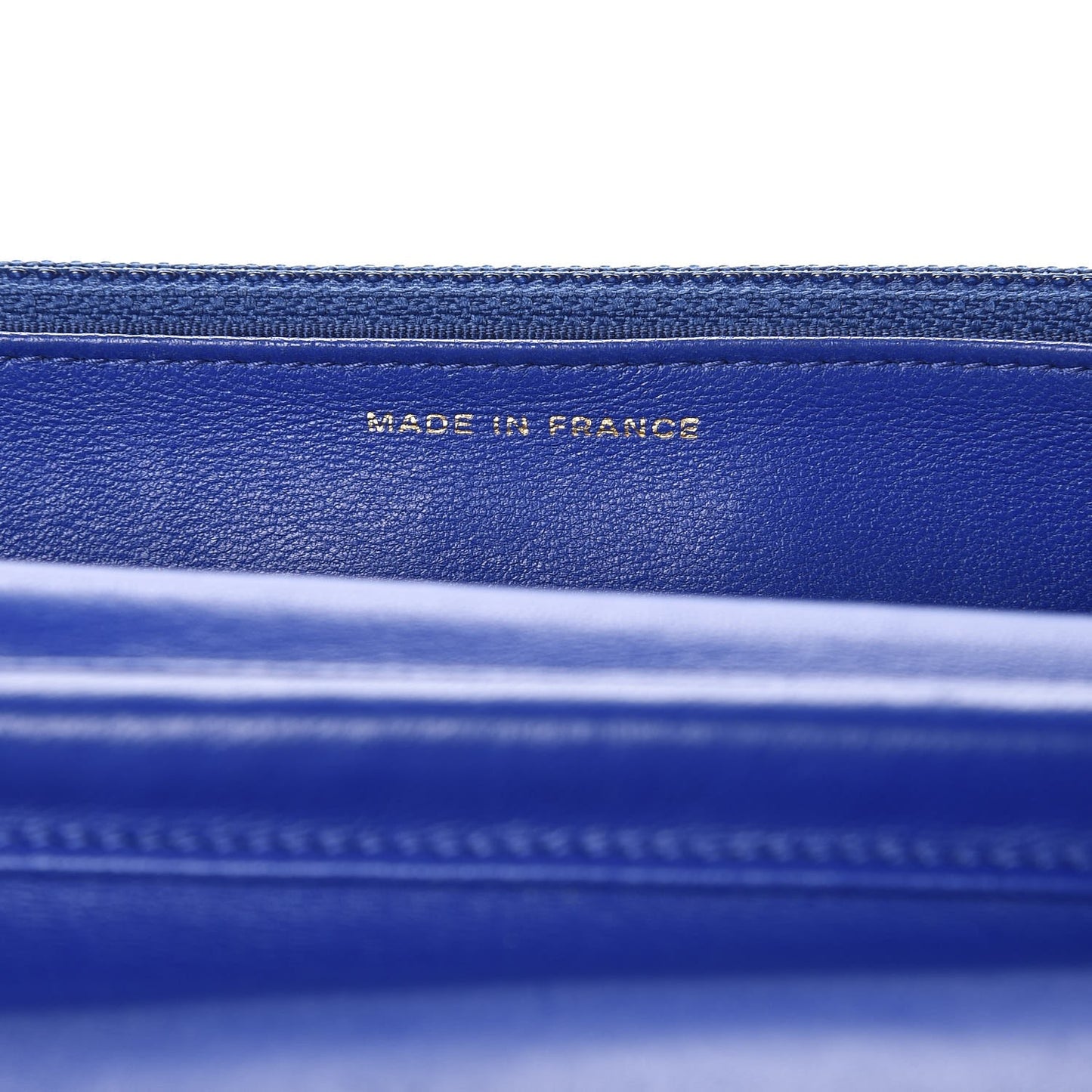 Lambskin Quilted Wallet On Chain WOC Blue Fonce