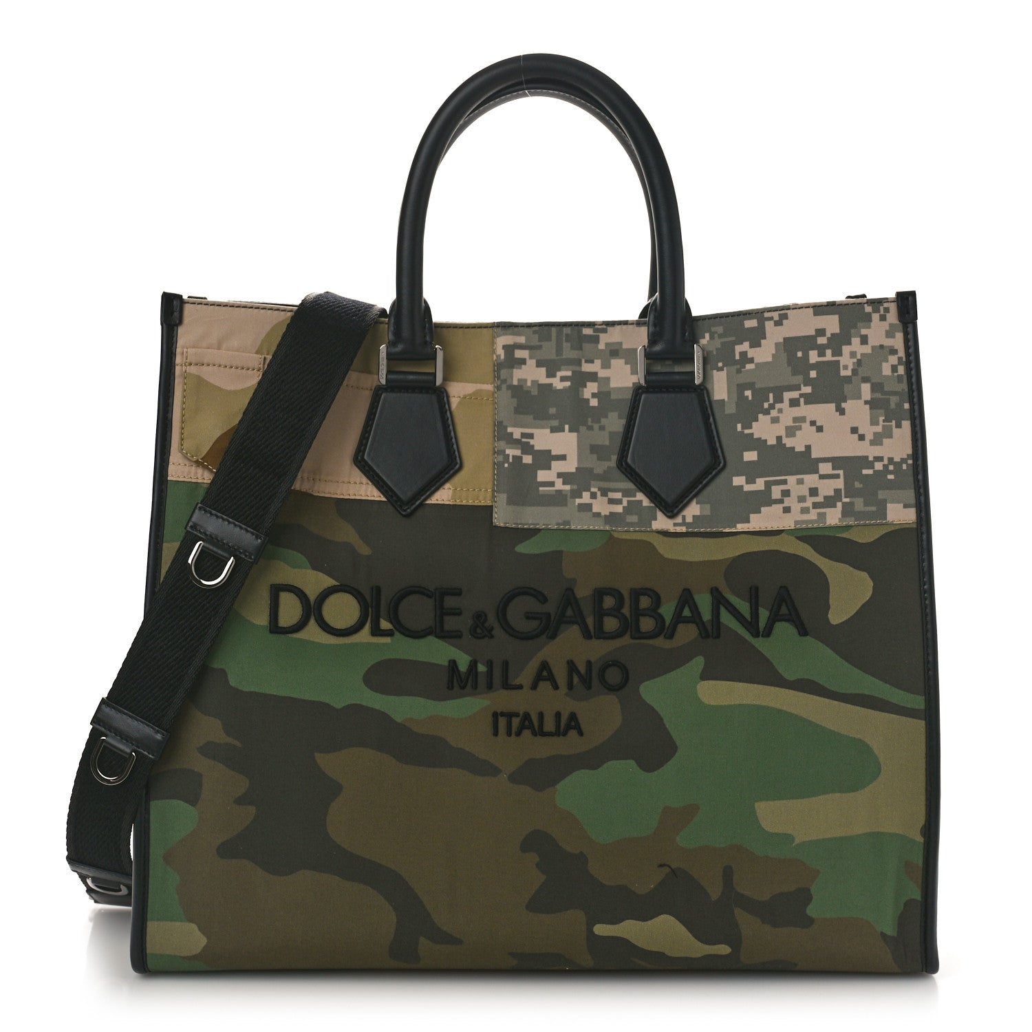 Dolce & Gabbana Large Canvas Camouflage Shopping Tote Black Multicolor 1 of 8