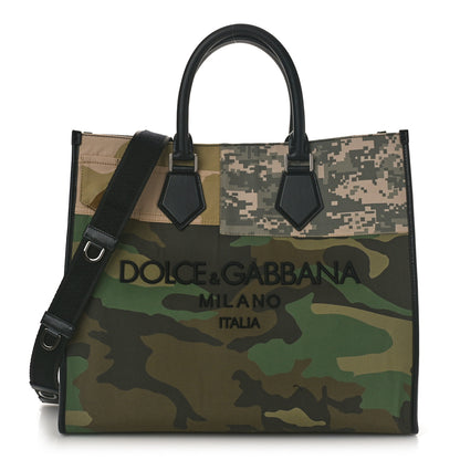 Dolce & Gabbana Large Canvas Camouflage Shopping Tote Black Multicolor 1 of 8