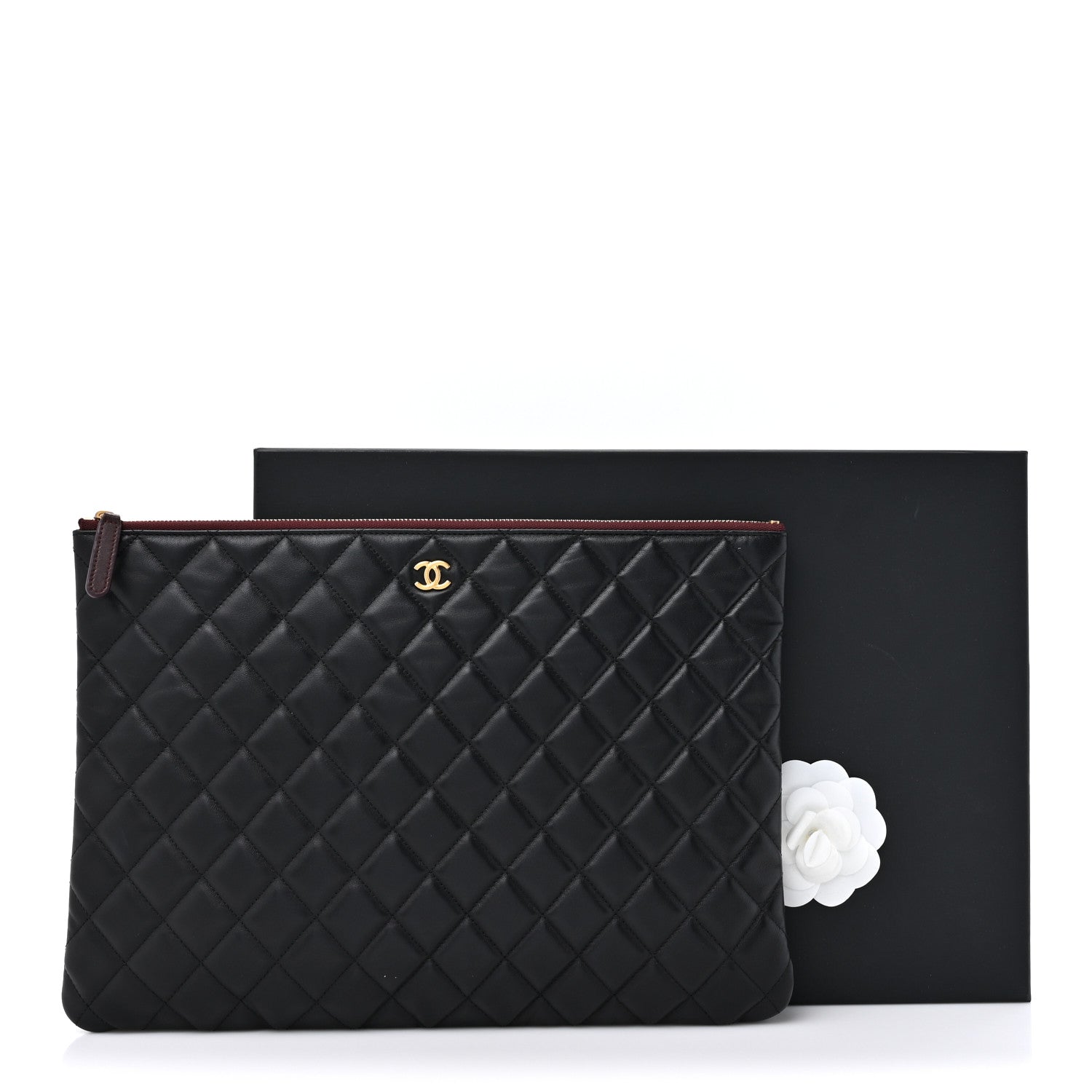 Chanel Lambskin Quilted Large Cosmetic Case Black 9 of 9