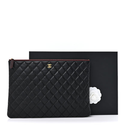 Chanel Lambskin Quilted Large Cosmetic Case Black 9 of 9