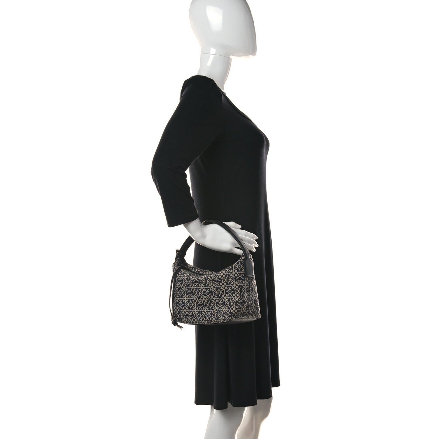 Jacquard Anagram Calfskin Small Cubi Bag Navy Black