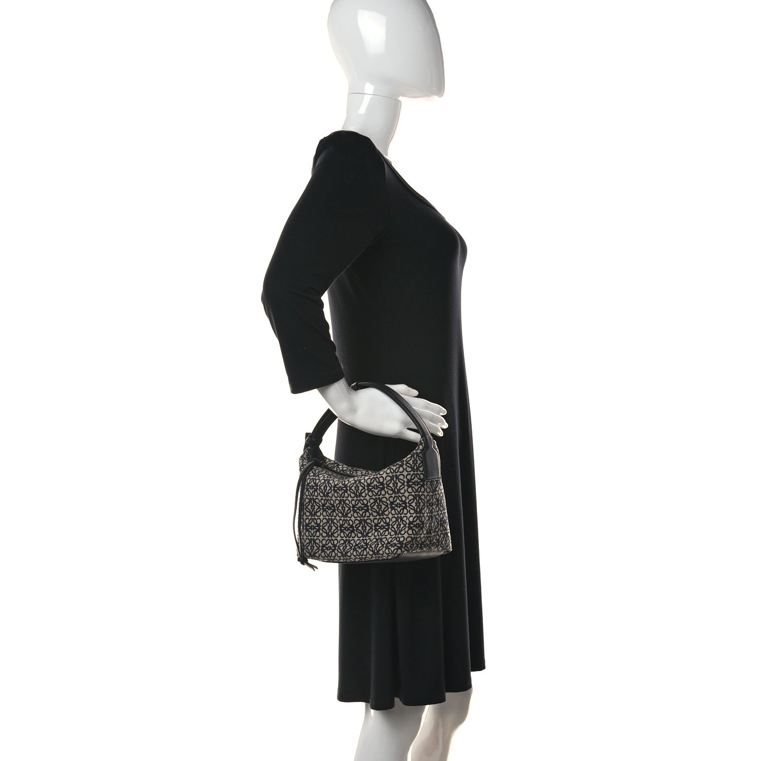 Loewe Jacquard Anagram Calfskin Small Cubi Bag Navy Black 2 of 6