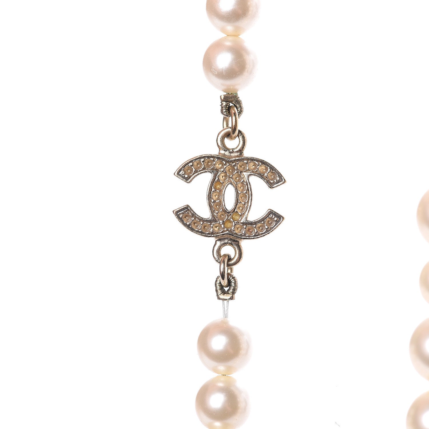 Chanel Pearl Crystal CC Short Necklace Gold 7 of 9