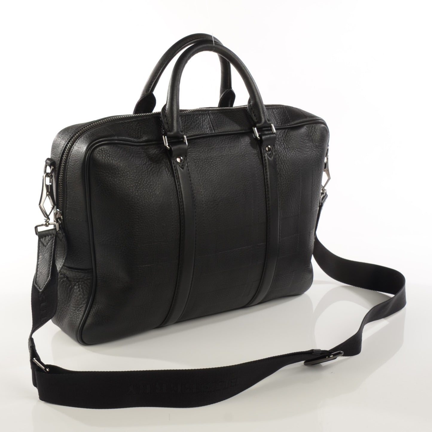 Heritage Grain Check Embossed Business Bag Black