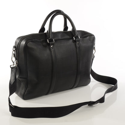 Burberry Heritage Grain Check Embossed Business Bag Black 3 of 7