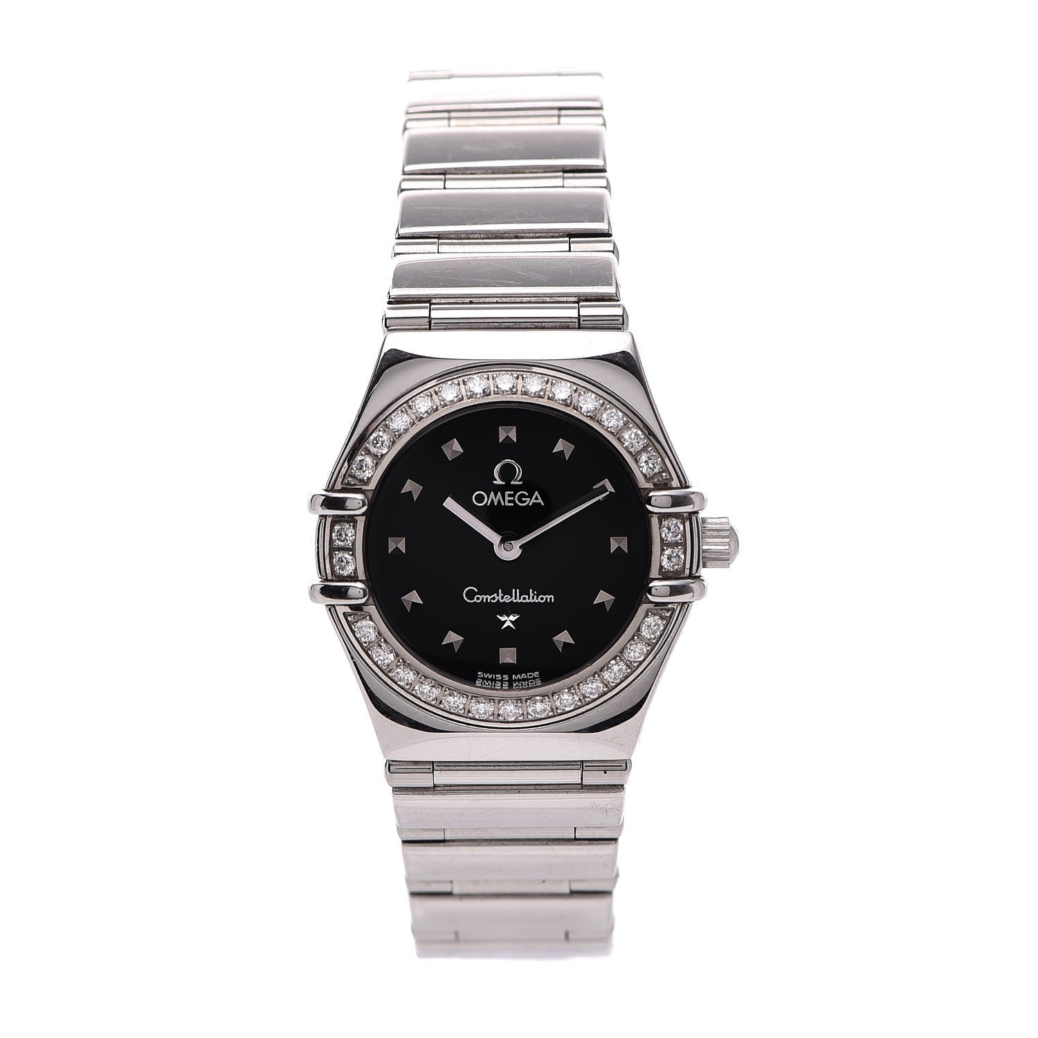 Omega Stainless Steel Diamond Bezel 22mm Constellation Quartz Watch Black 1465.51.00 1 of 8