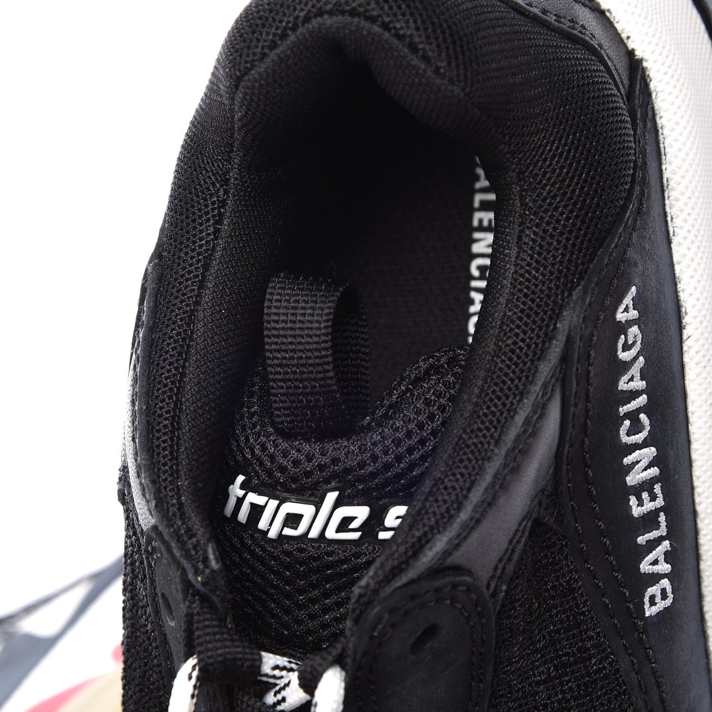 Fabric Mesh Washed Effect Womens Triple S Sneakers 37 Black Red