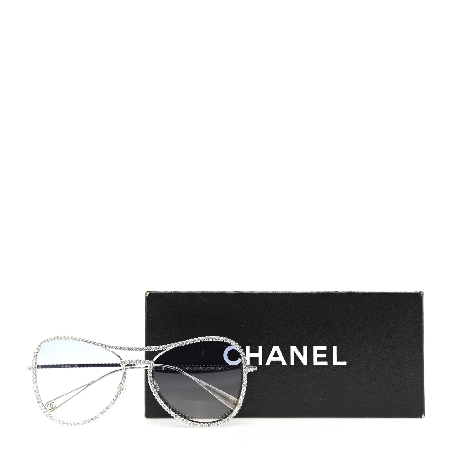Crystal Aviator Sunglasses 4121-B Silver
