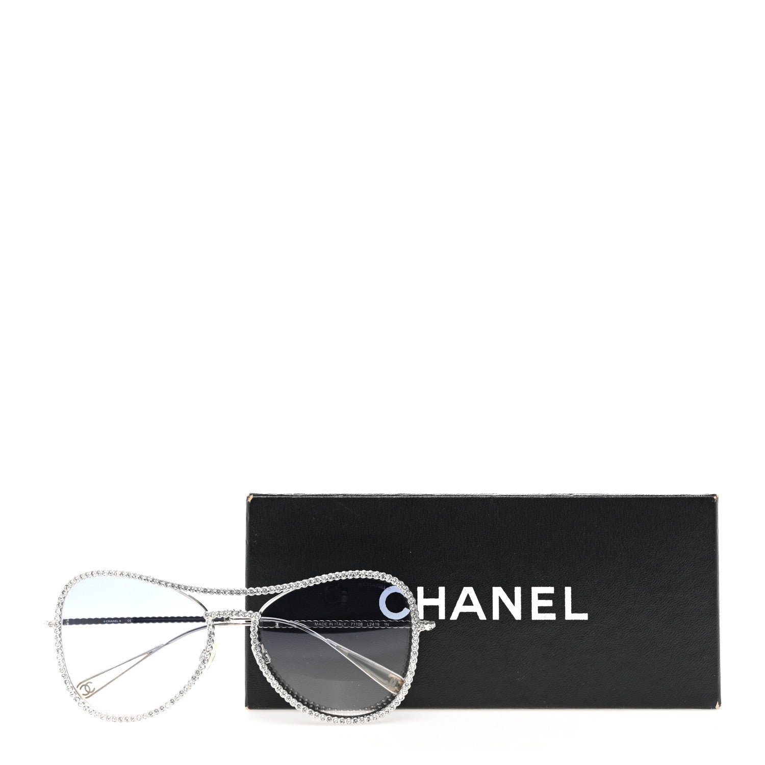 Chanel Crystal Aviator Sunglasses 4121-B Silver 8 of 8