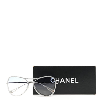 Chanel Crystal Aviator Sunglasses 4121-B Silver 8 of 8