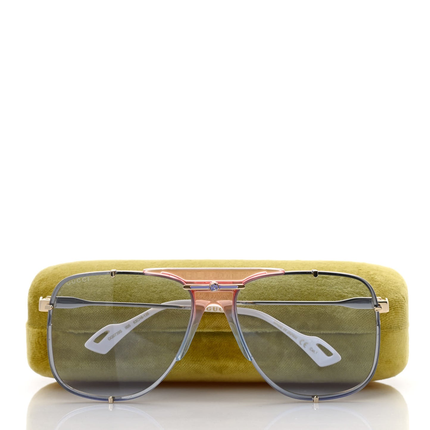 Metal Square Frame Sunglasses GG0739S Blue