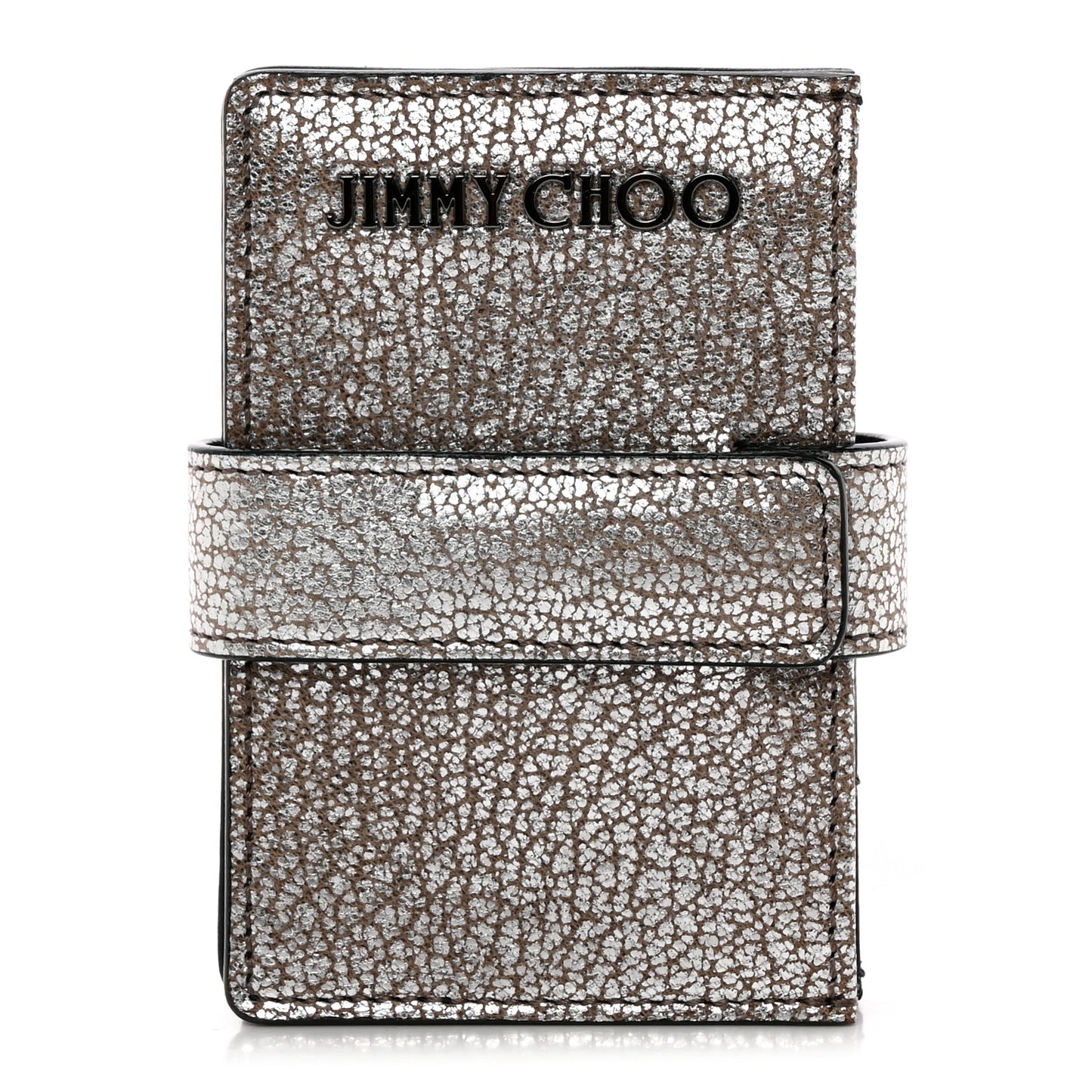 Metallic Grainy Goatskin Myla Gusseted Card Holder Platinum