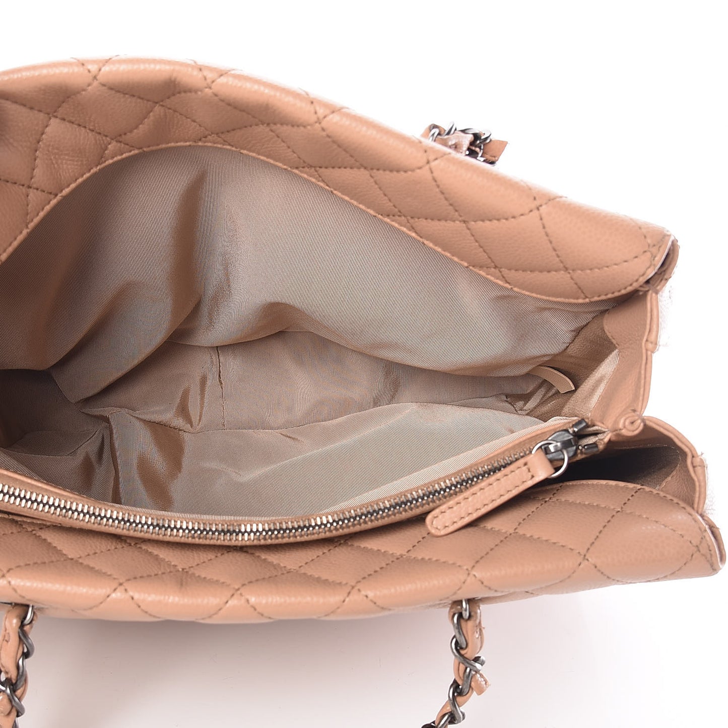 Caviar Quilted City Shopping Tote Beige
