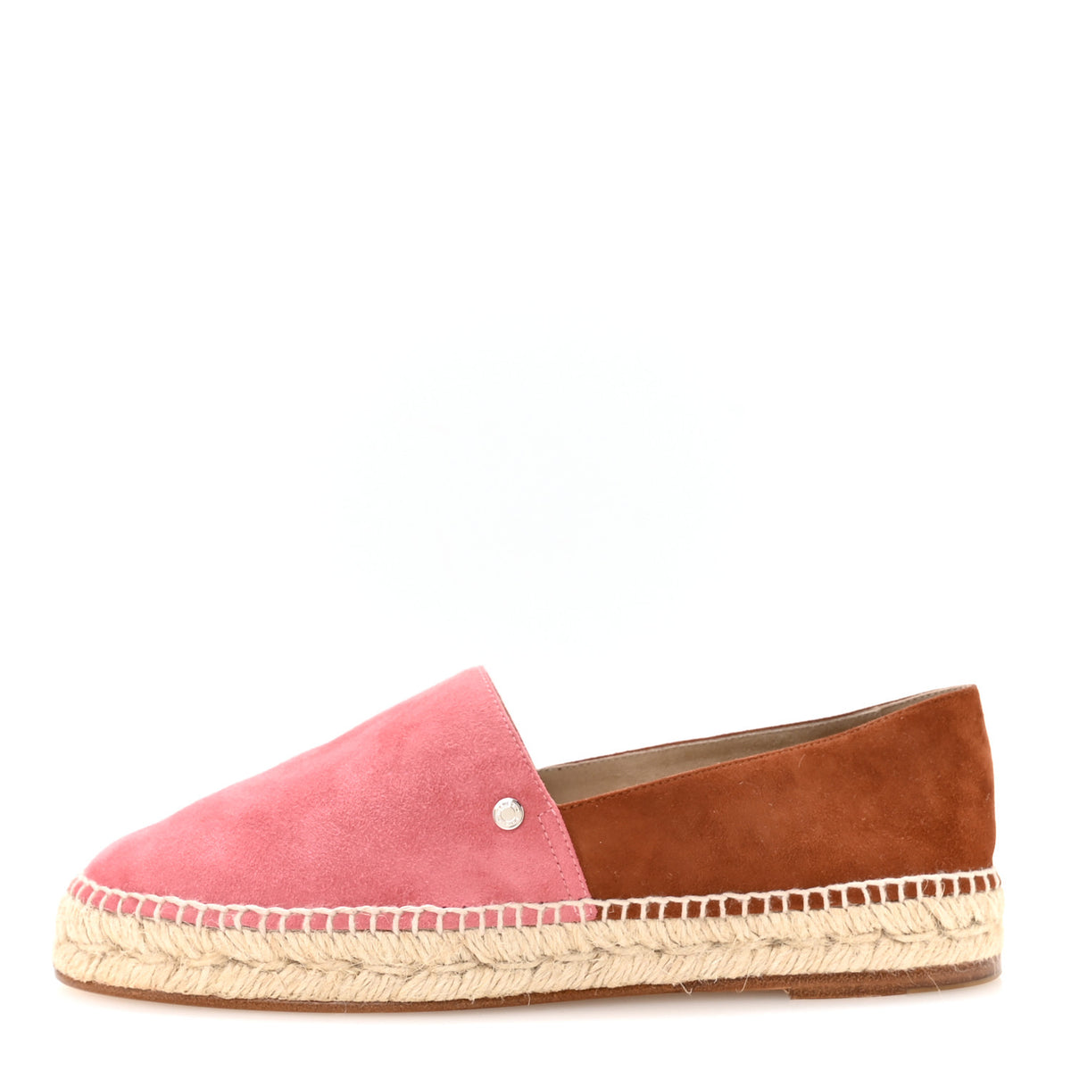 Hermes Suede Goatskin Womens Joven Espadrilles 37 Rose De Venise Gold 1 of 9
