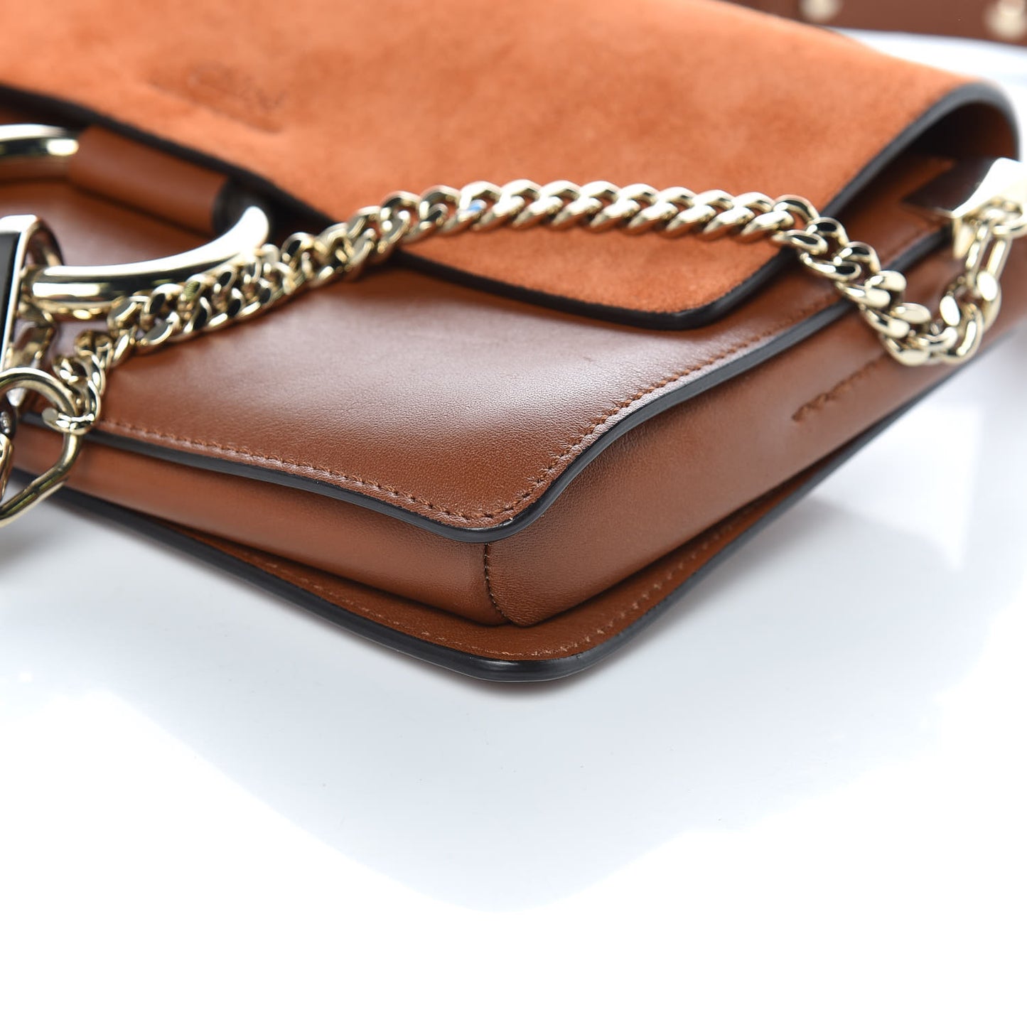 Suede Calfskin Small Faye Shoulder Bag Tobacco