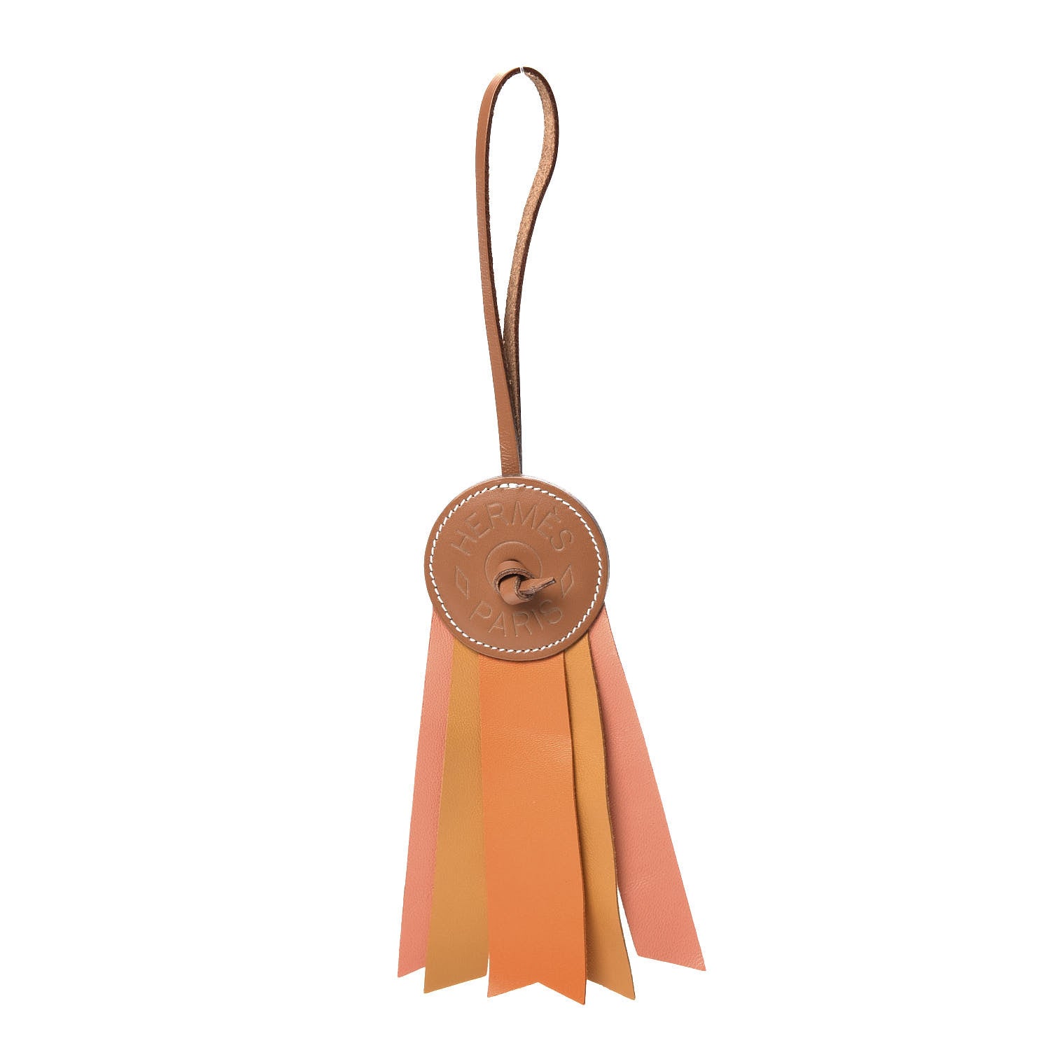 Hermes Vache Hunter Milo Lambskin Paddock Flot Bag Charm Orange Natural Buttercup Prawn Pink 1 of 4