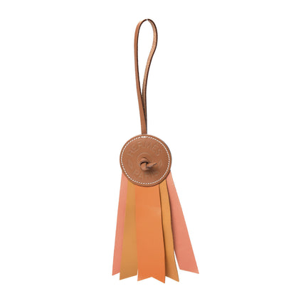 Hermes Vache Hunter Milo Lambskin Paddock Flot Bag Charm Orange Natural Buttercup Prawn Pink 1 of 4