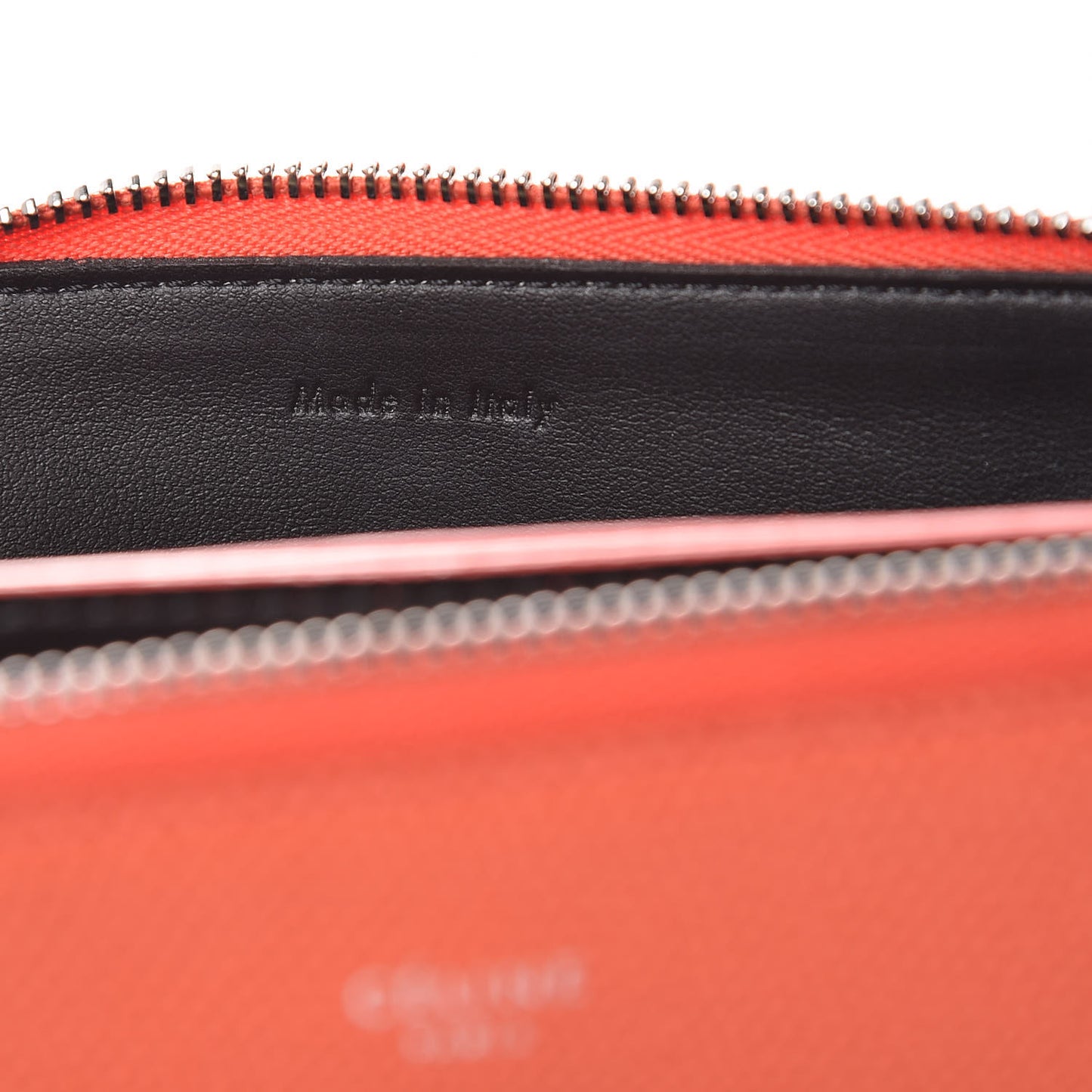 Shiny Grained Calfskin Solo Trio Cosmetic Pouch Coral