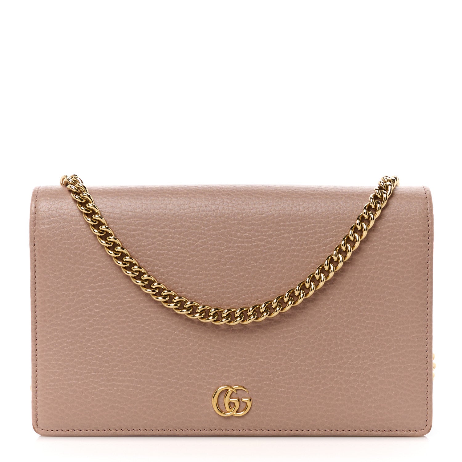 Gucci Calfskin Mini GG Marmont Chain Wallet Porcelain Rose 1 of 11