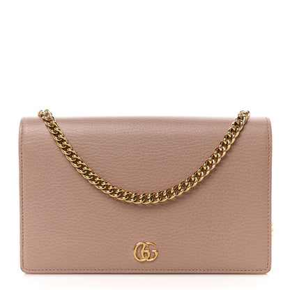 Gucci Calfskin Mini GG Marmont Chain Wallet Porcelain Rose 1 of 11