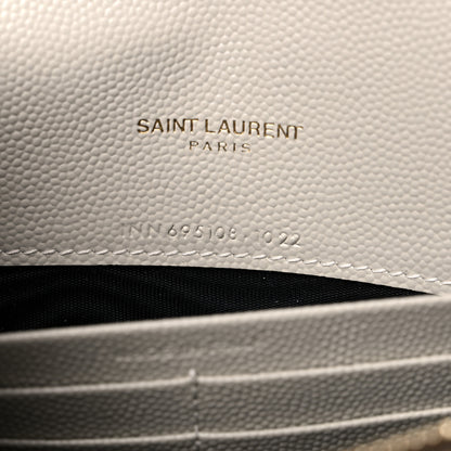 Saint Laurent Grain De Poudre Matelasse Chevron Cassandre Envelope Chain Wallet Crema Soft 7 of 9