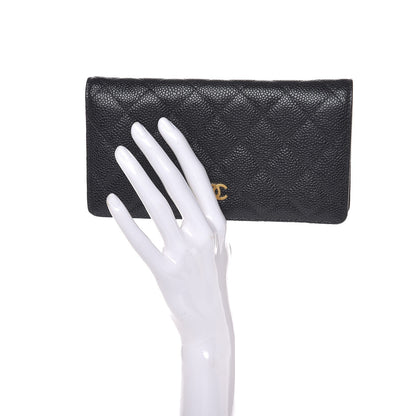 Chanel Caviar Quilted Yen Wallet Black 2 of 8