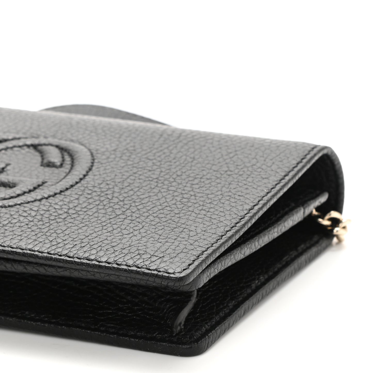 Pebbled Calfskin Soho Wallet on Chain Black