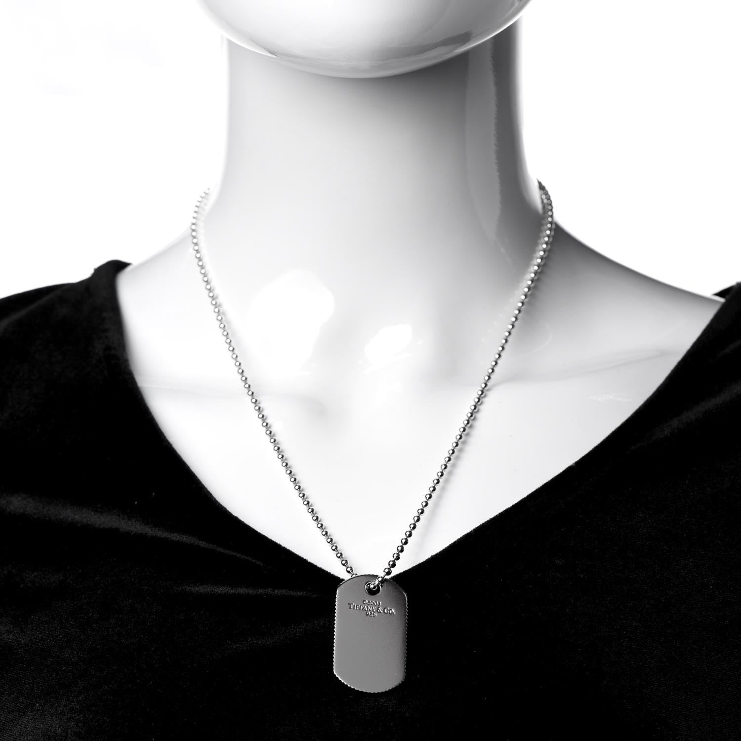 Tiffany Sterling Silver Coin Edge Dog Tag Necklace 2 of 6