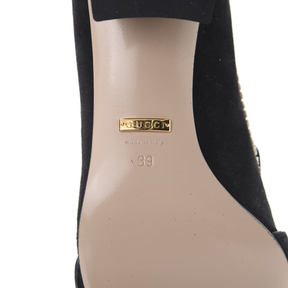 Gucci Kid Scamosciato Crystal GG Marmont Fringe 50mm Loafer Pumps 39 Black 7 of 11